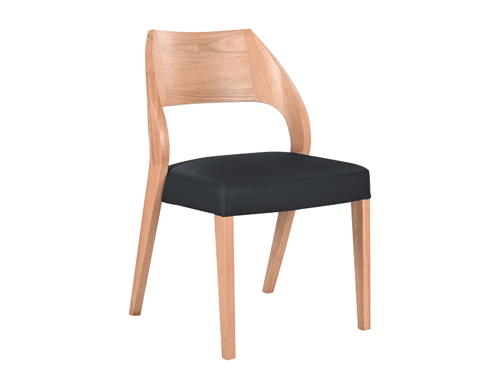 Dining Chair 4120 – Capri Leather Seat with Curved Oak Backrest - 