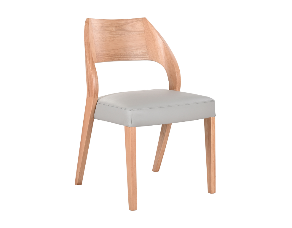 Dining Chair 4120 – Capri Leather Seat with Curved Oak Backrest - 