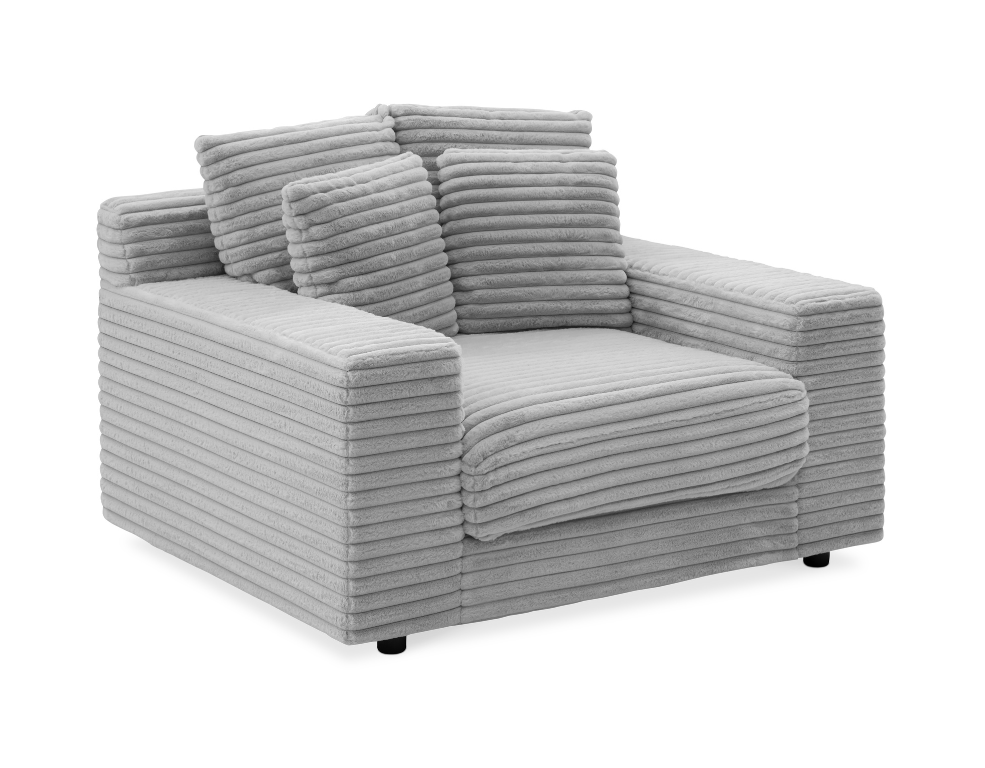 Dreamer 1 Seater Sofa – Light Grey Cord with Scatter Cushions - 