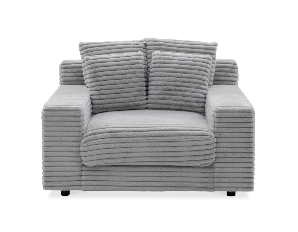 Dreamer 1 Seater Sofa – Light Grey Cord with Scatter Cushions - 