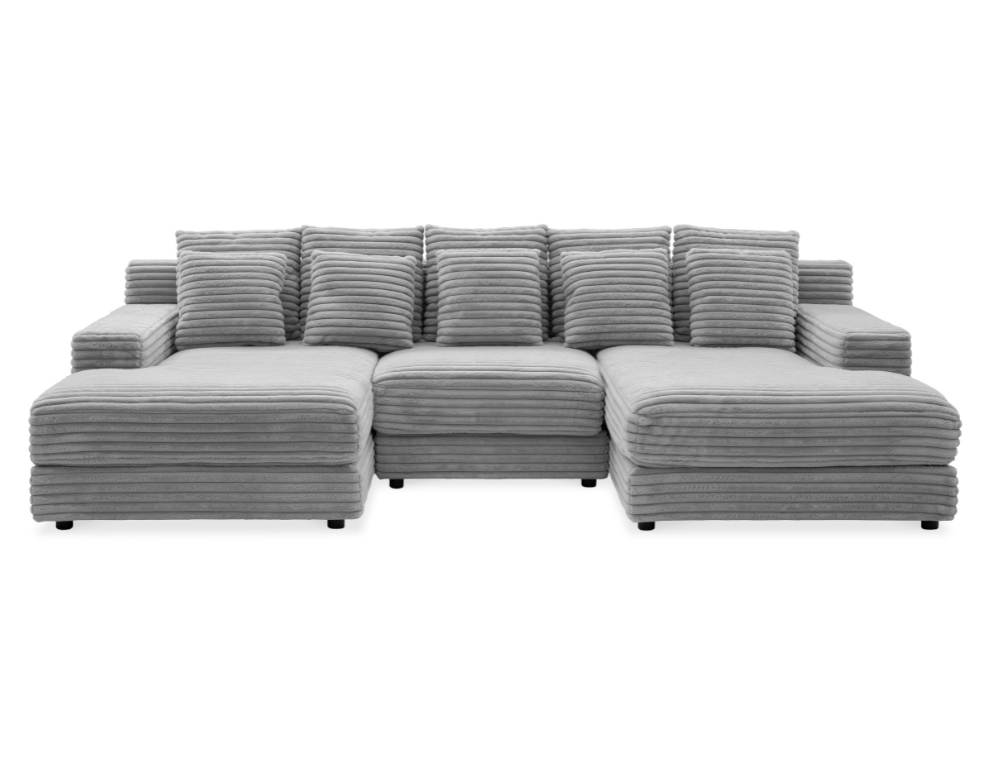Dreamer 3 Seater Double Chaise Lounge – Raised Cord Fabric & Ultimate Comfort - 