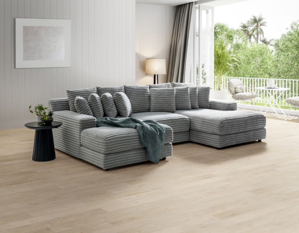 Dreamer 3 Seater Double Chaise Lounge – Raised Cord Fabric & Ultimate Comfort - 