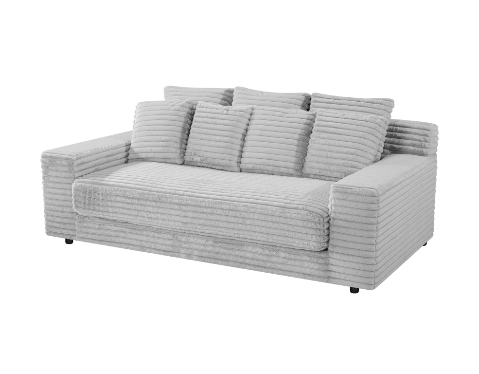 Dreamer 3 Seater Lounge – Light Grey Cord with Scatter Cushions - 