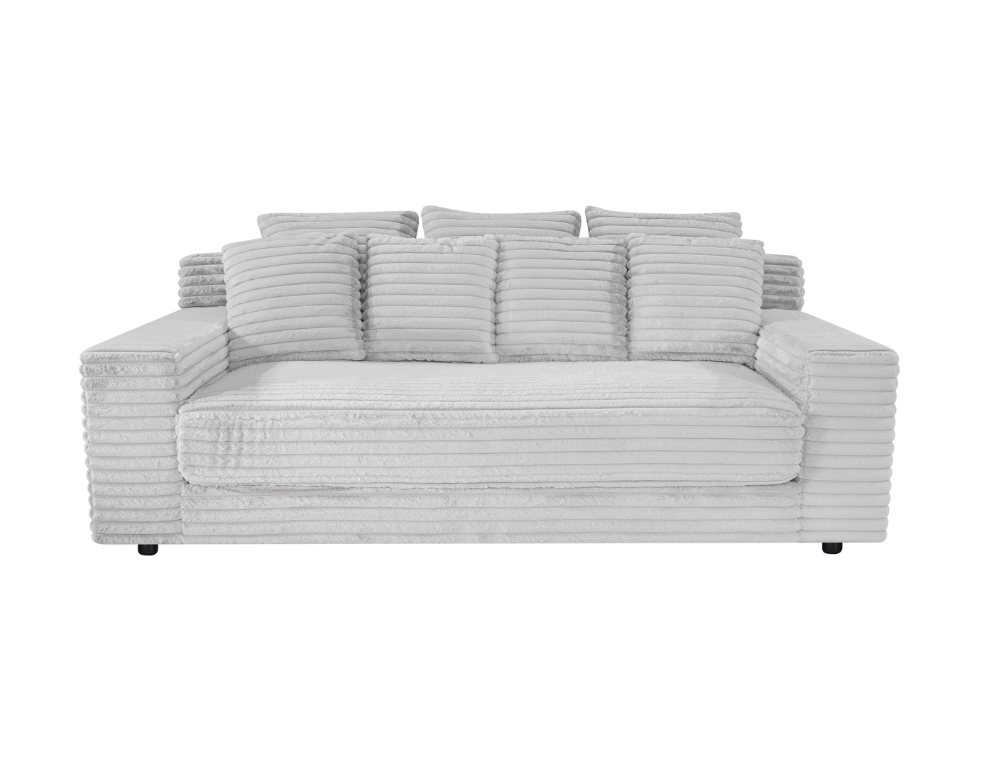 Dreamer 3 Seater Lounge – Light Grey Cord with Scatter Cushions - 