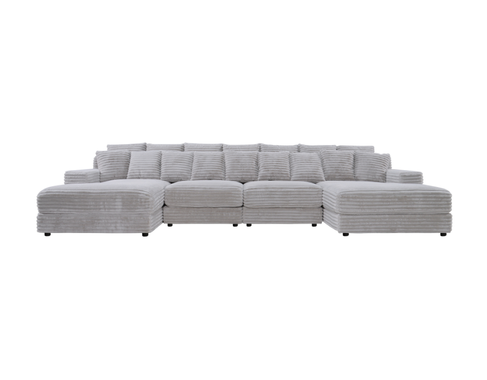 Dreamer 4 Seater Double Chaise Lounge – Raised Cord Fabric & Ultimate Comfort - 