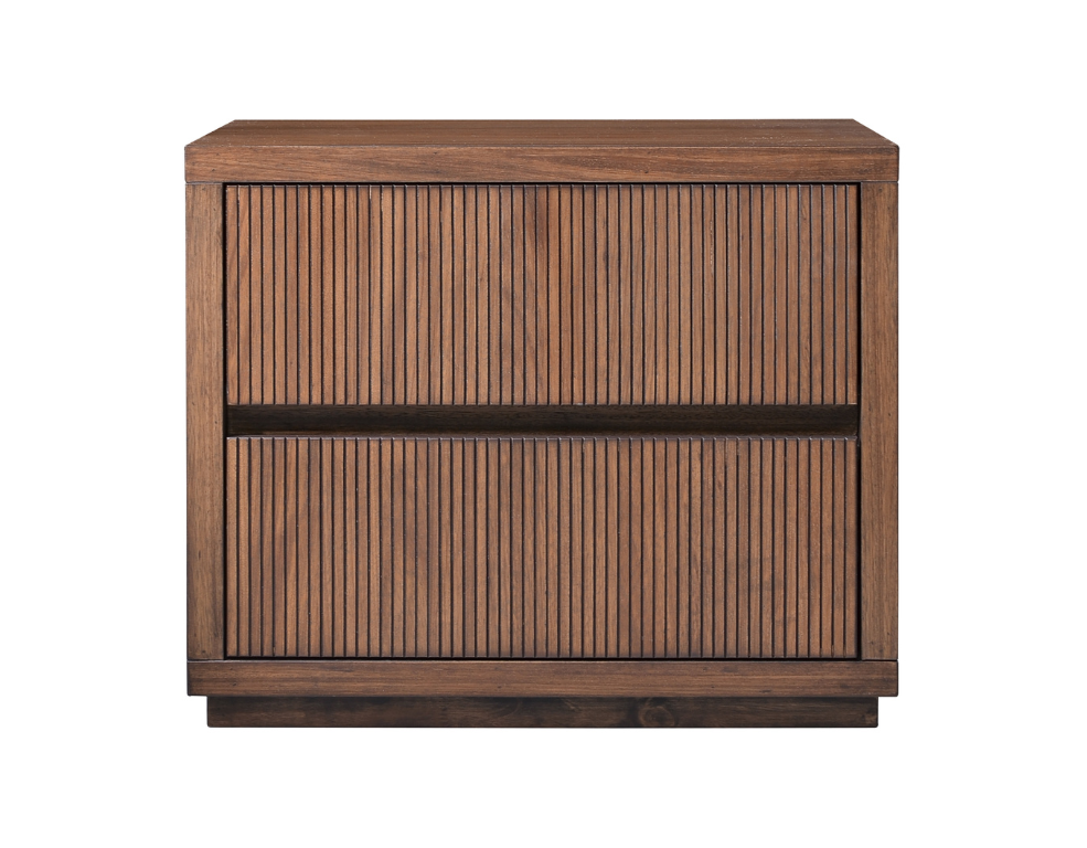 Fairhaven 2 Drawer Bedside Table - Solid Timber with Veneer in Light Walnut Finish - 