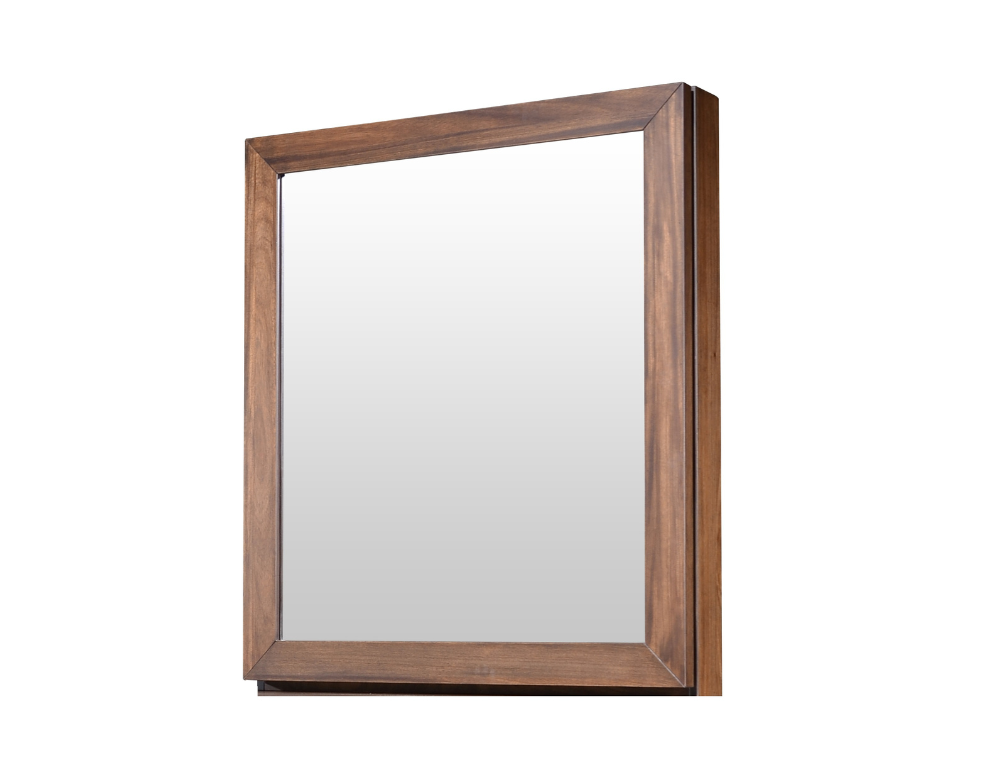 Fairhaven Sliding Storage Mirror – Solid Timber with Veneer in Light Walnut Finish - 