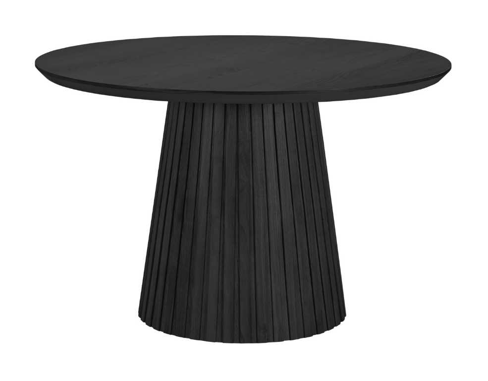 Halo Round Dining Table – Ribbed Base in Black Oak Finish - 