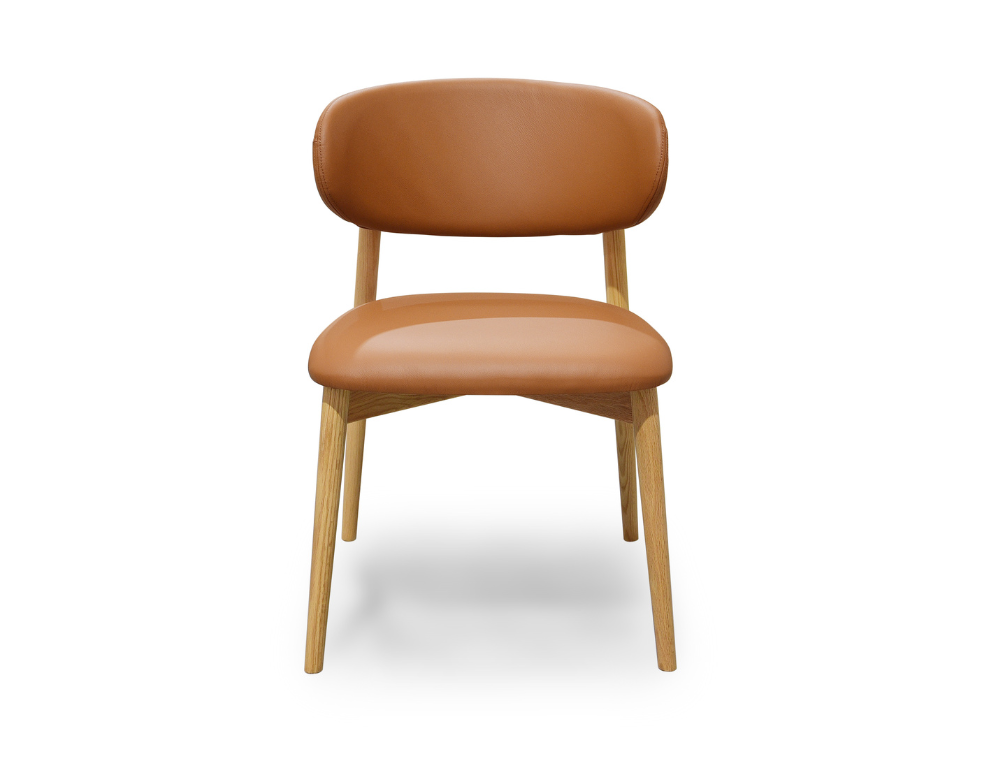 Harlow Dining Chair – Leather Upholstery & Solid Oak Frame - 