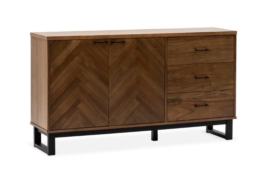 2 door & 3 drawer buffet on a white background on a slightly angled view