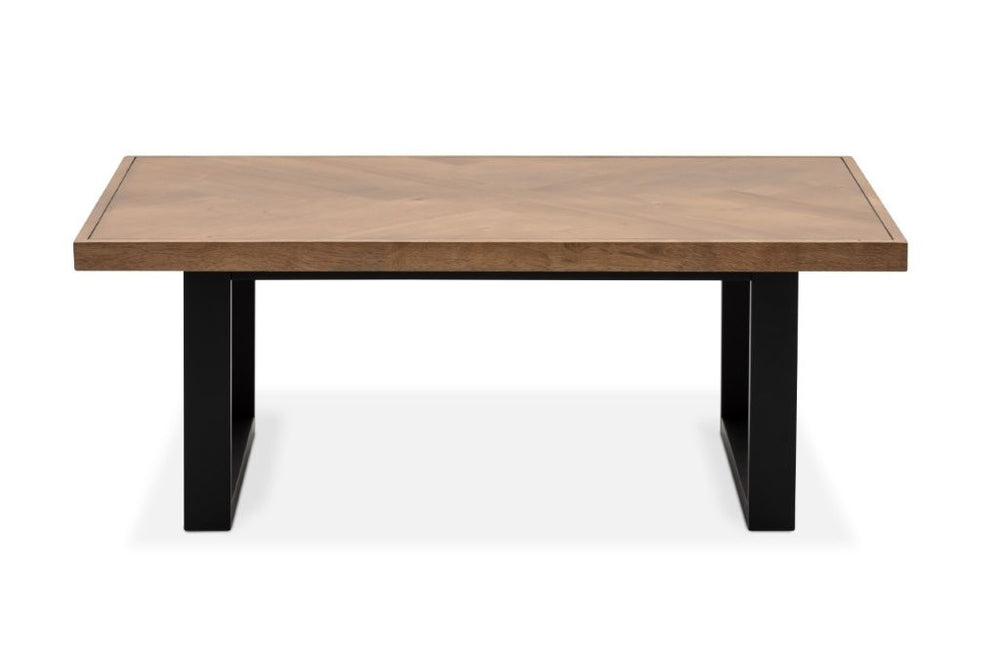 timber coffee table with black medal legs 