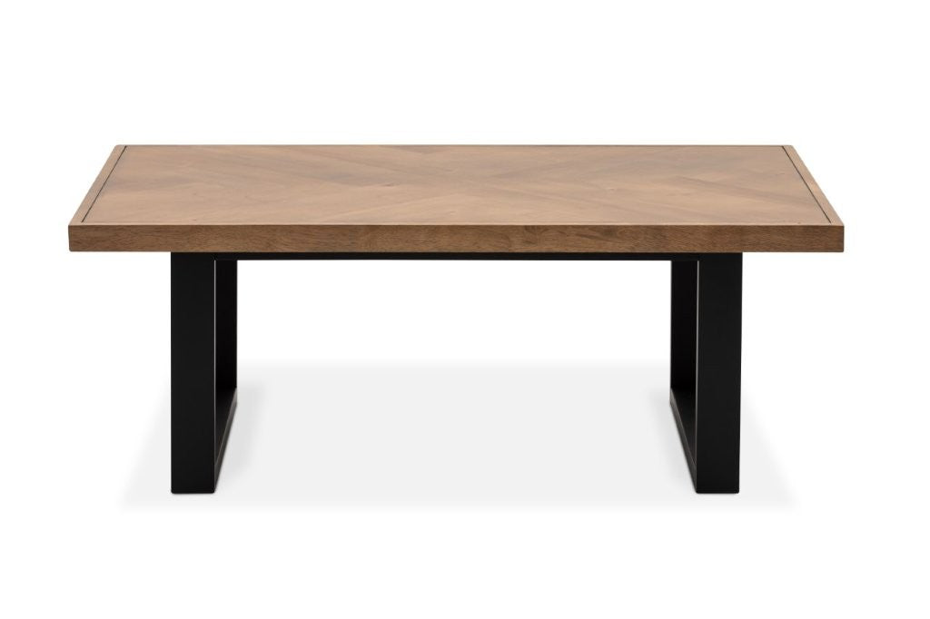 timber coffee table with black medal legs 