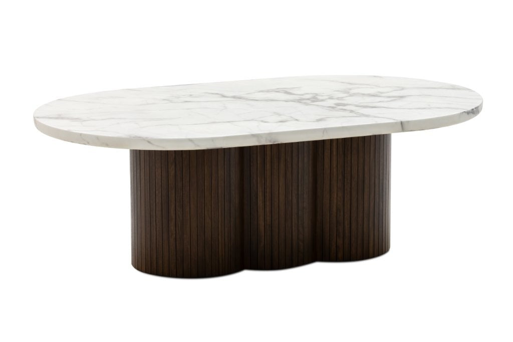 Henley Coffee Table – Solid Marble Top & Walnut Timber Finish - 