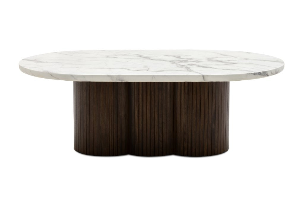 Henley Coffee Table – Solid Marble Top & Walnut Timber Finish - 