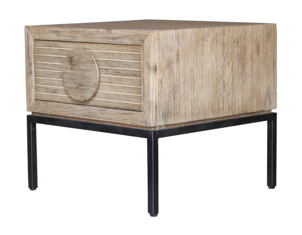 Imani Lamp Table – Oak Veneer with Metal Legs - 