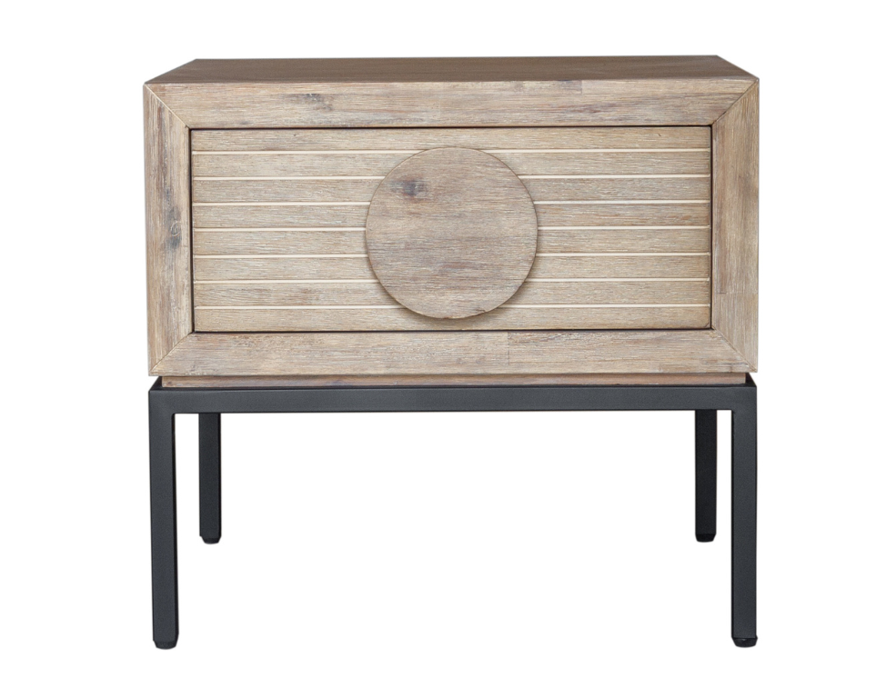 Imani Lamp Table – Oak Veneer with Metal Legs - 