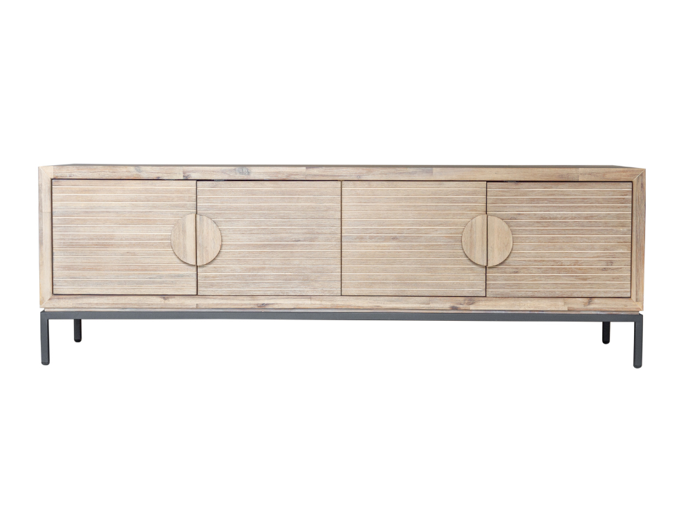 Imani TV Unit – Oak Veneer with Circular Handles - 