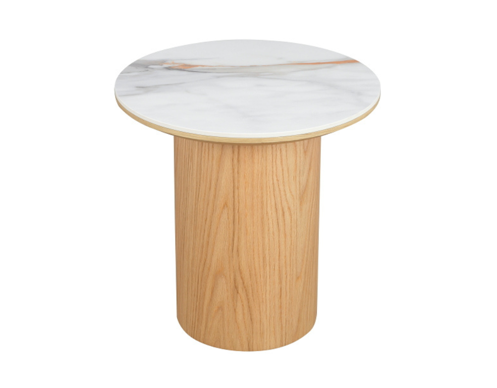 Isabella Lamp Table – Gloss Ceramic Top with Cylinder Base - 