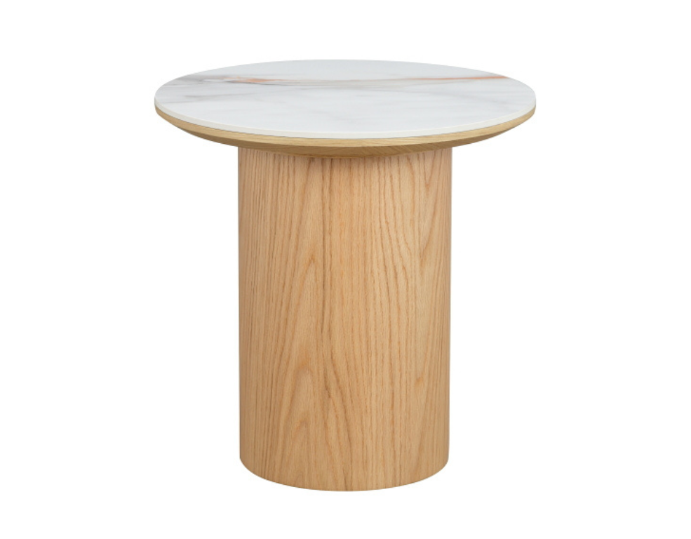 Isabella Lamp Table – Gloss Ceramic Top with Cylinder Base - 