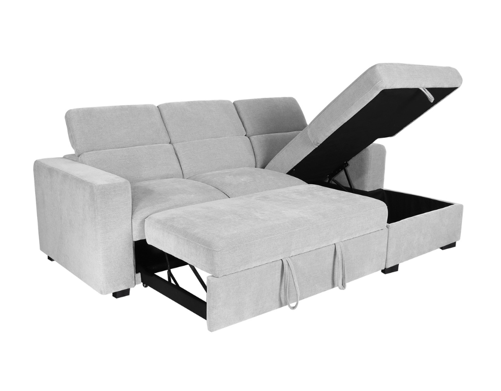 Jody 3 Seater Chaise – Pull Out Sofa Bed in Soft Glamour Fabric - 