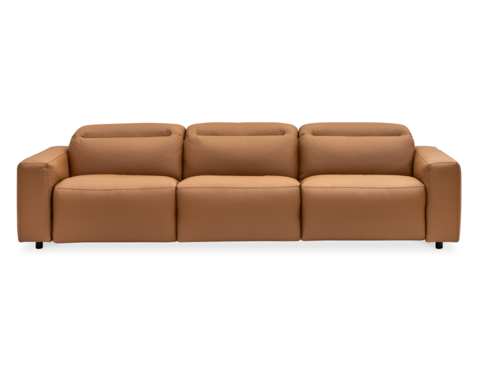 Kansas 3 Seater Electric Recliner Lounge – 100% Leather & Adjustable Headrests - 