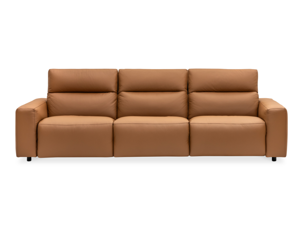 Kansas 3 Seater Electric Recliner Lounge – 100% Leather & Adjustable Headrests - 