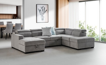  Kayla 5 Seater Modular Corner Lounge with Ottoman – Glamour Fabric & Generous Storage