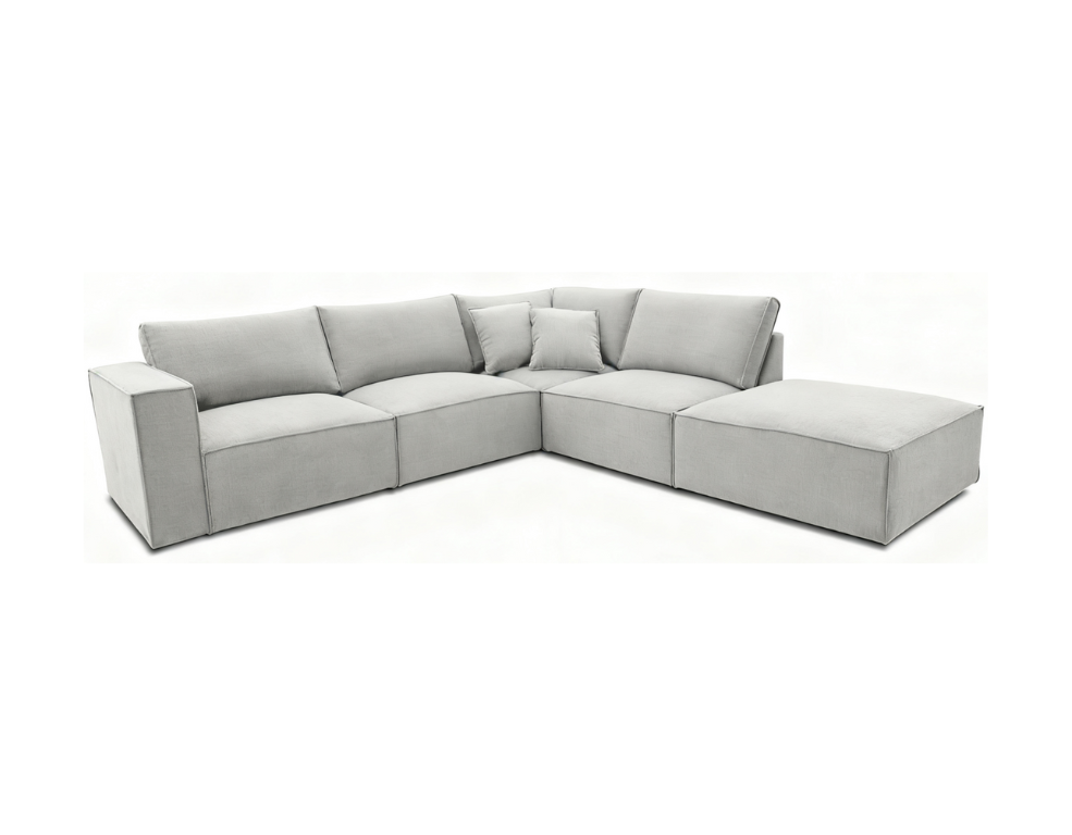 Kelly 4 Seater Modular Corner Lounge – Glamour Fabric with Matching Ottoman - 