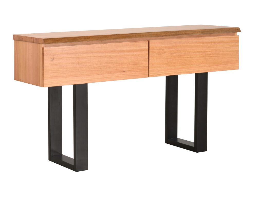 Leilani Hall Table – Messmate Timber with Black Legs and Storage Drawers - 