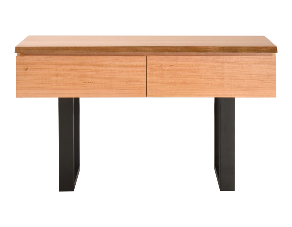 Leilani Hall Table – Messmate Timber with Black Legs and Storage Drawers - 