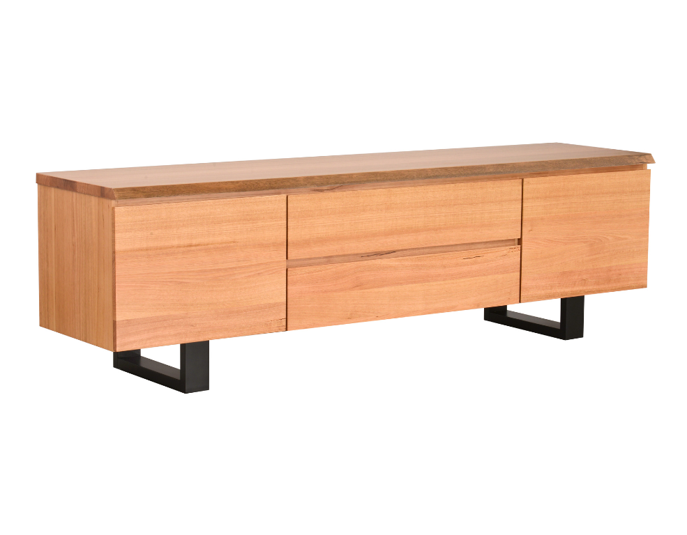 Leilani TV Unit – Messmate Timber with Black Legs - 