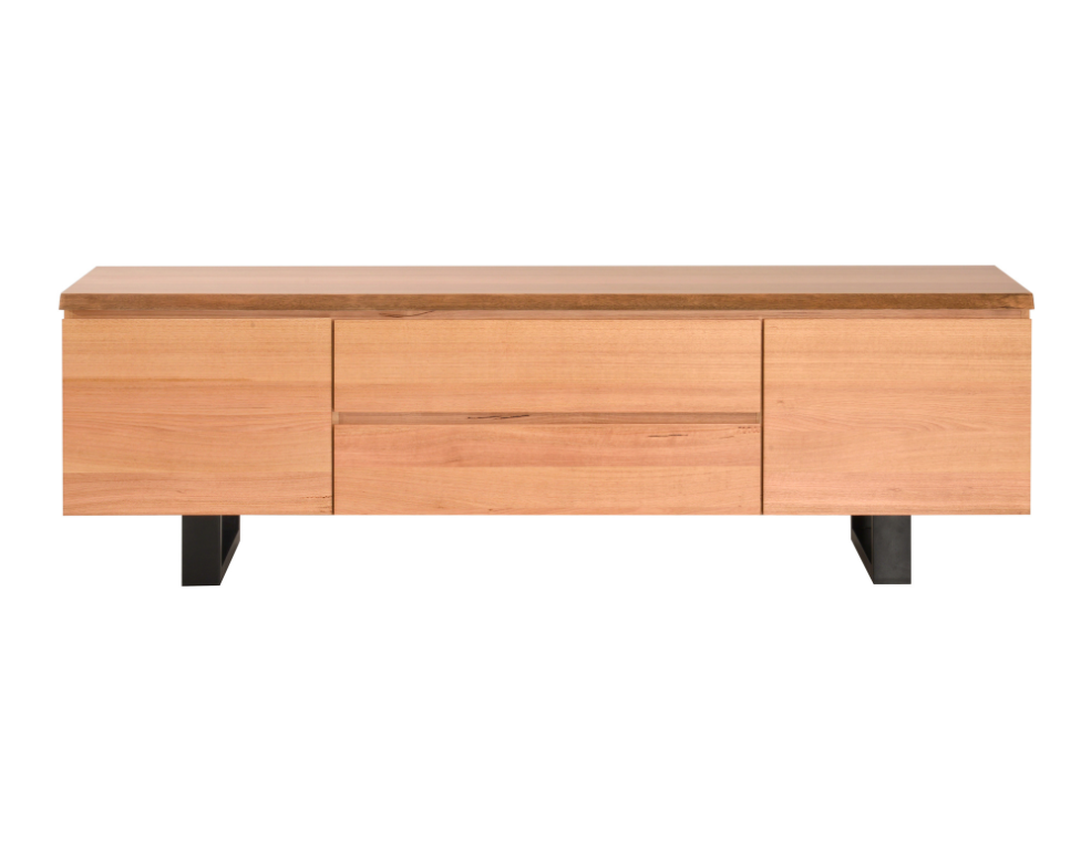 Leilani TV Unit – Messmate Timber with Black Legs - 