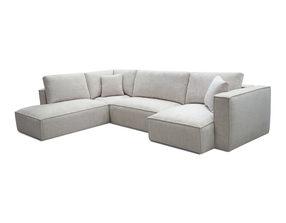 Lindenberry 3 Seater Jumbo Chaise – Feather & Foam Comfort in Mornington Fabric - 