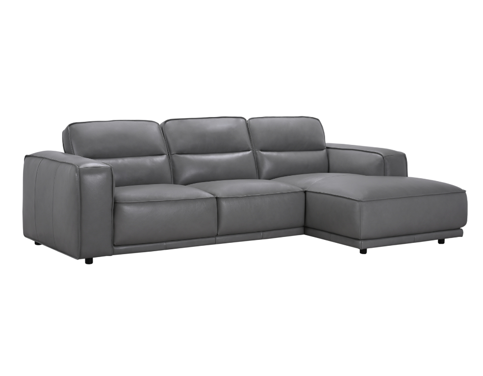 Lorenzo 3 Seater Chaise – Prime Leather with Timber Frame & Oak Legs - 