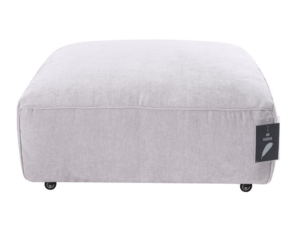 Luxe Square Ottoman – Feather Filled Top in Grace Fabric - 