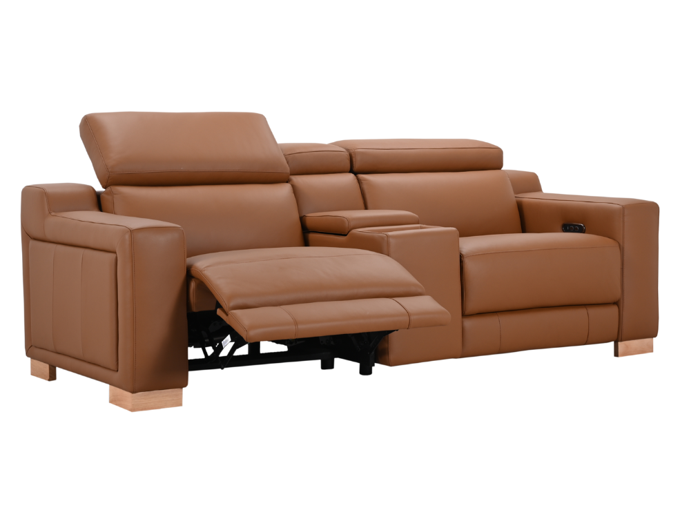 Manchester 2 Seater Sofa – Softened 100% Leather & Electric Recliner - 