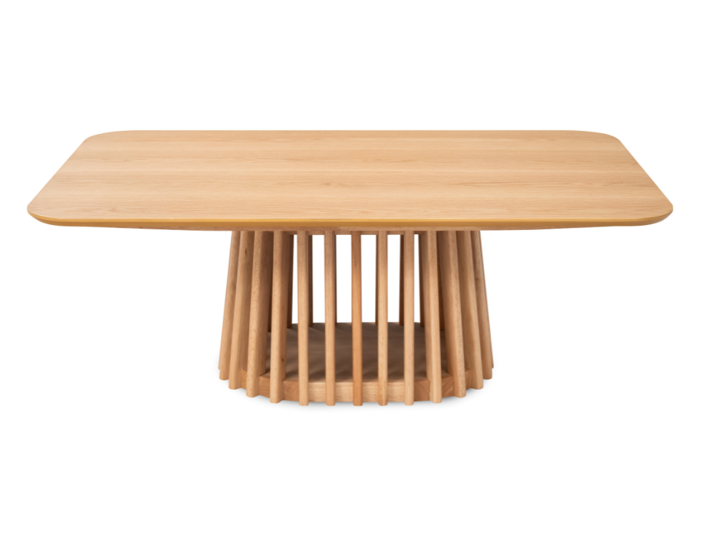 Marquis Dining Table – Oak Veneer & Slatted Base Design - 