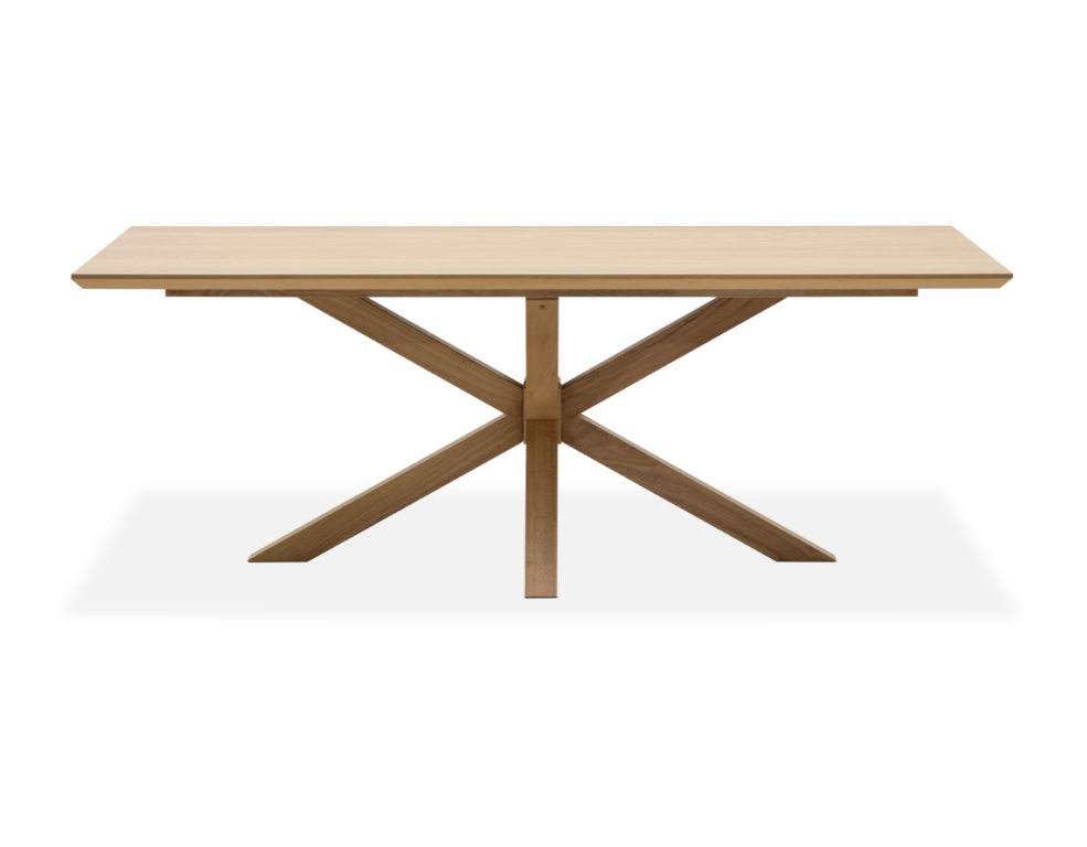 Maya Dining Table – Oak Veneer & Cross-Leg Design - 