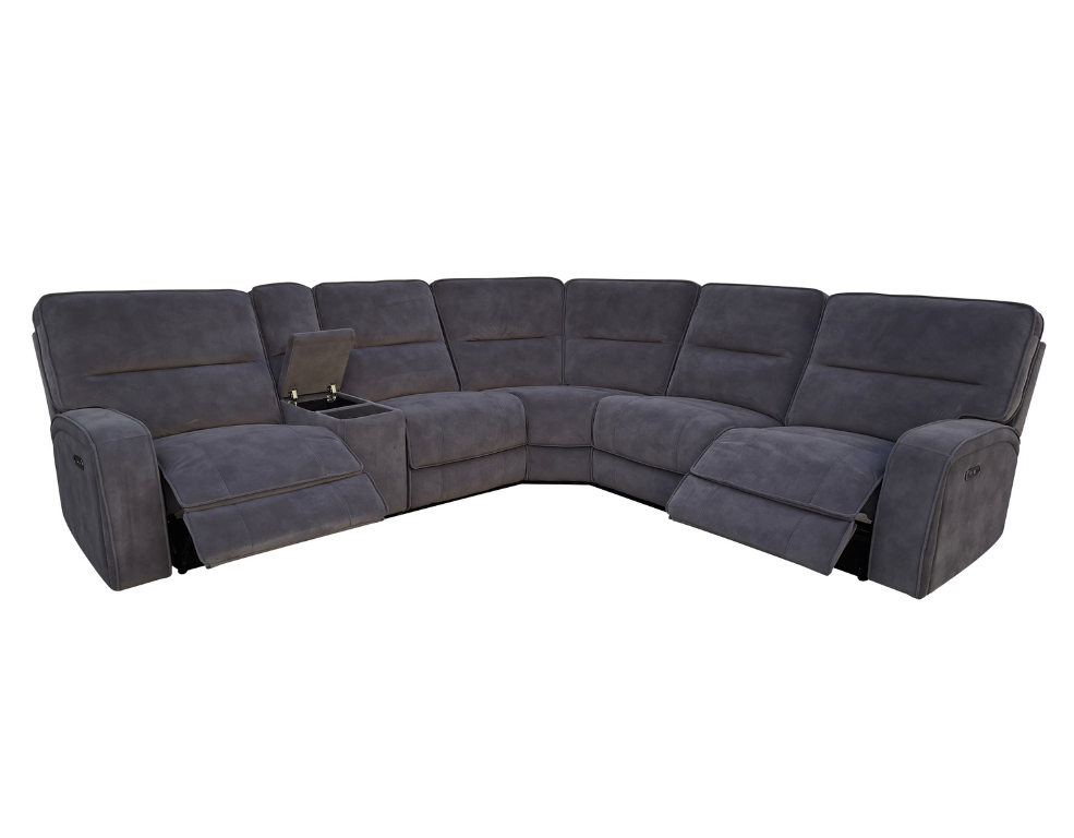 Monza 5 Seater Modular Corner Lounge – Dual Recliners & Storage Console - 