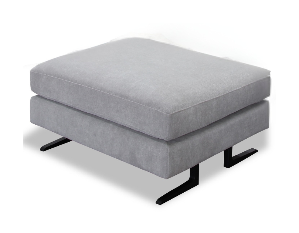 Murano Ottoman – Grace Fabric with Angled Black Metal Legs - 