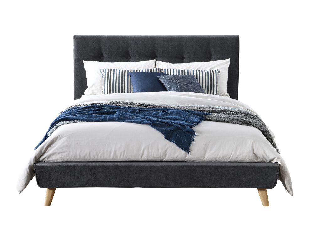 Nellie Bed Frame – Classic Button-Back Design in Venice Fabric - 