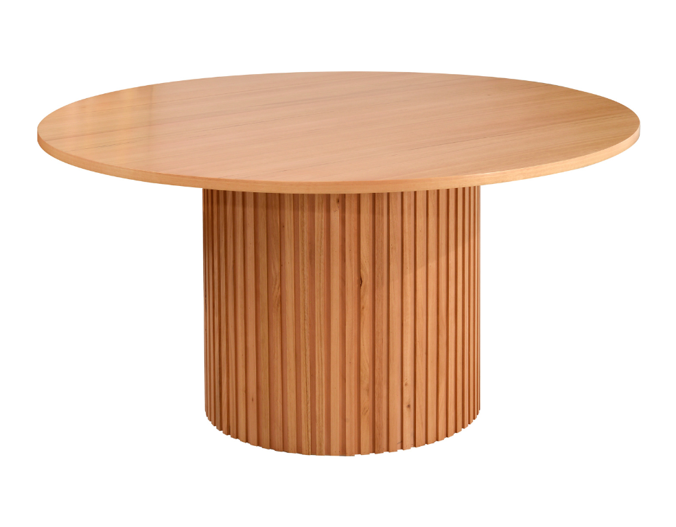 Nemesis Round Dining Table – Messmate Timber with Ribbed Base - 