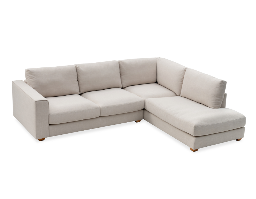 Nero Corner Chaise – Hamptons Linen & Feather-Filled Comfort - 