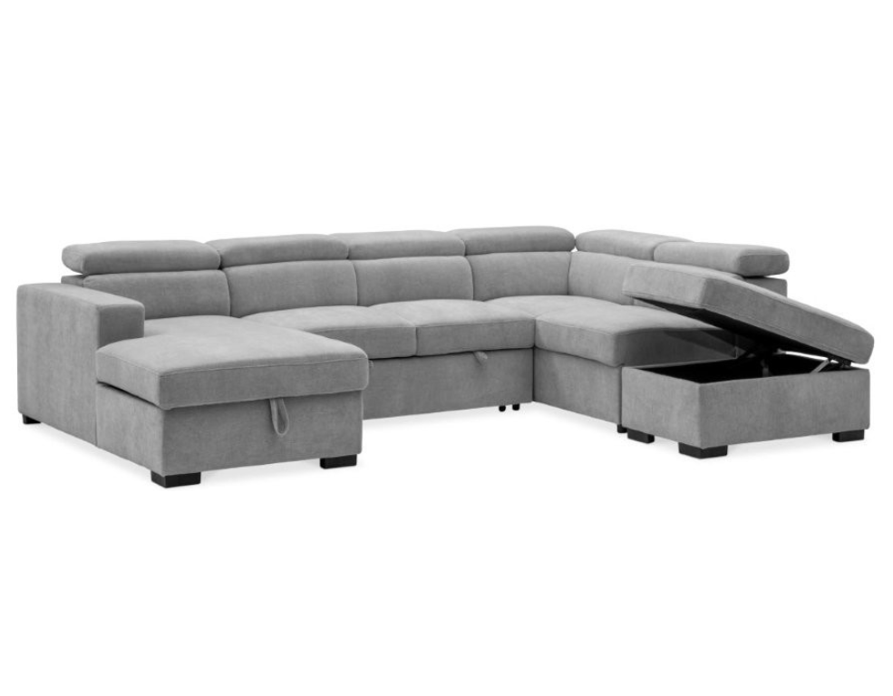 Nikki 5 Seater Modular Corner Lounge with Ottoman – Glamour Fabric & Generous Storage - 
