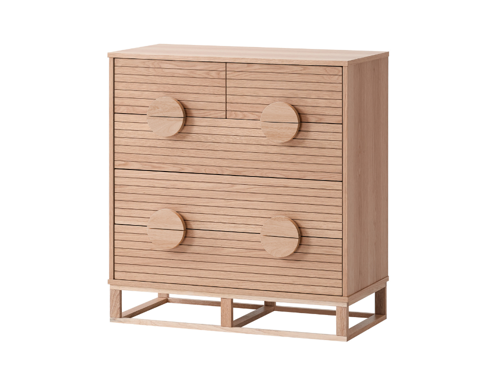 Osaka Tallboy – Natural Oak Finish & Felt-Lined Drawer - 