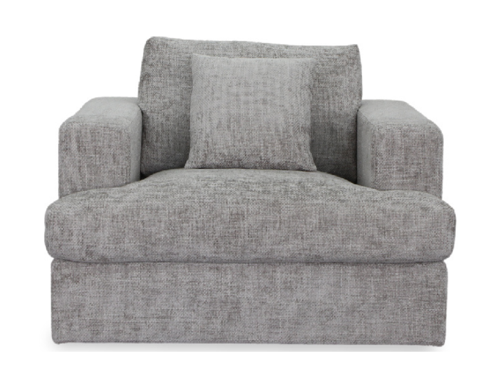Pasadena 1 Seater Sofa – Mornington Slate Fabric Armchair with Feather & Foam Fill - 