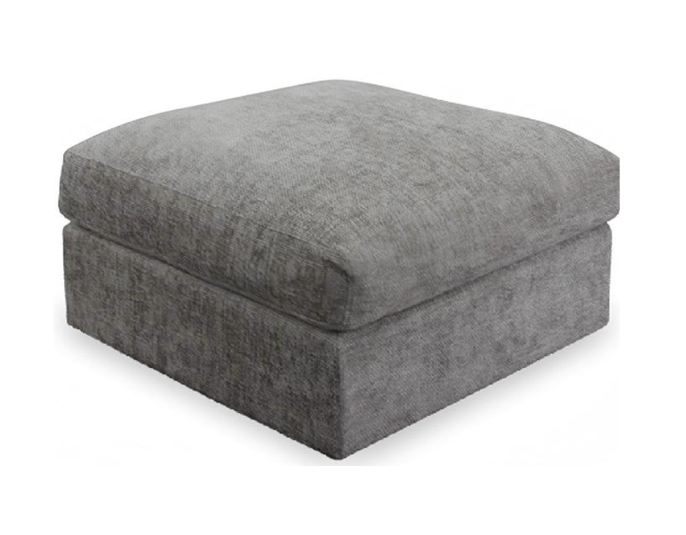 Pasadena Ottoman – Mornington Slate Fabric with Feather & Foam Fill - 