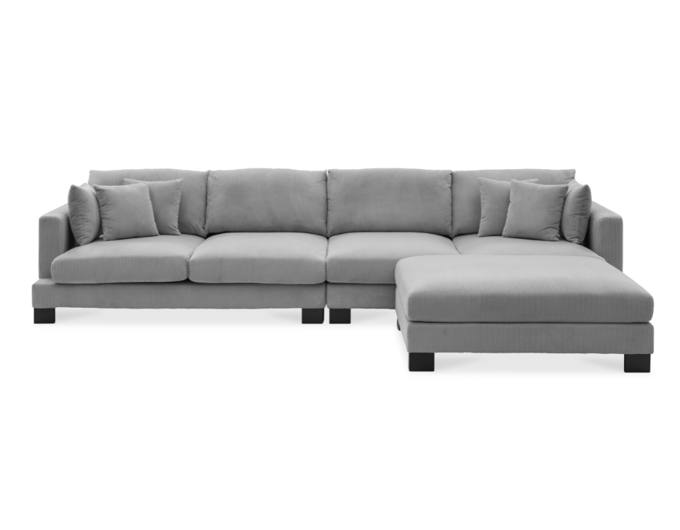 Ripley 4 Seater Lounge Suite – Cord Fabric with Versatile Ottoman - 
