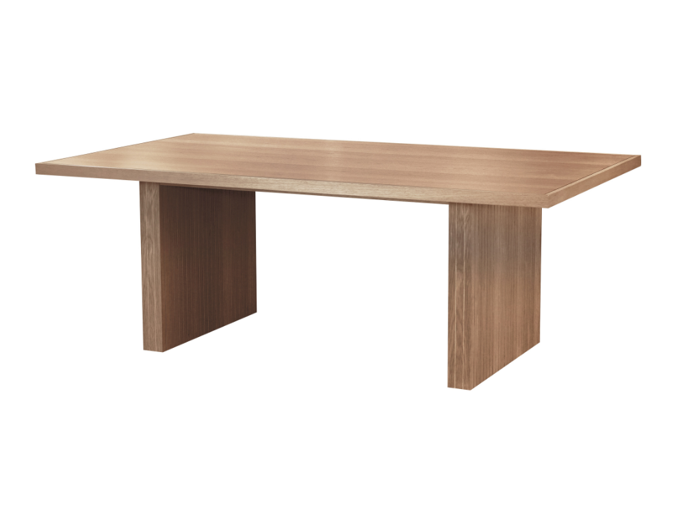 Seattle Dining Table – Hardwood Oak Finish & Double Pedestal Base - 