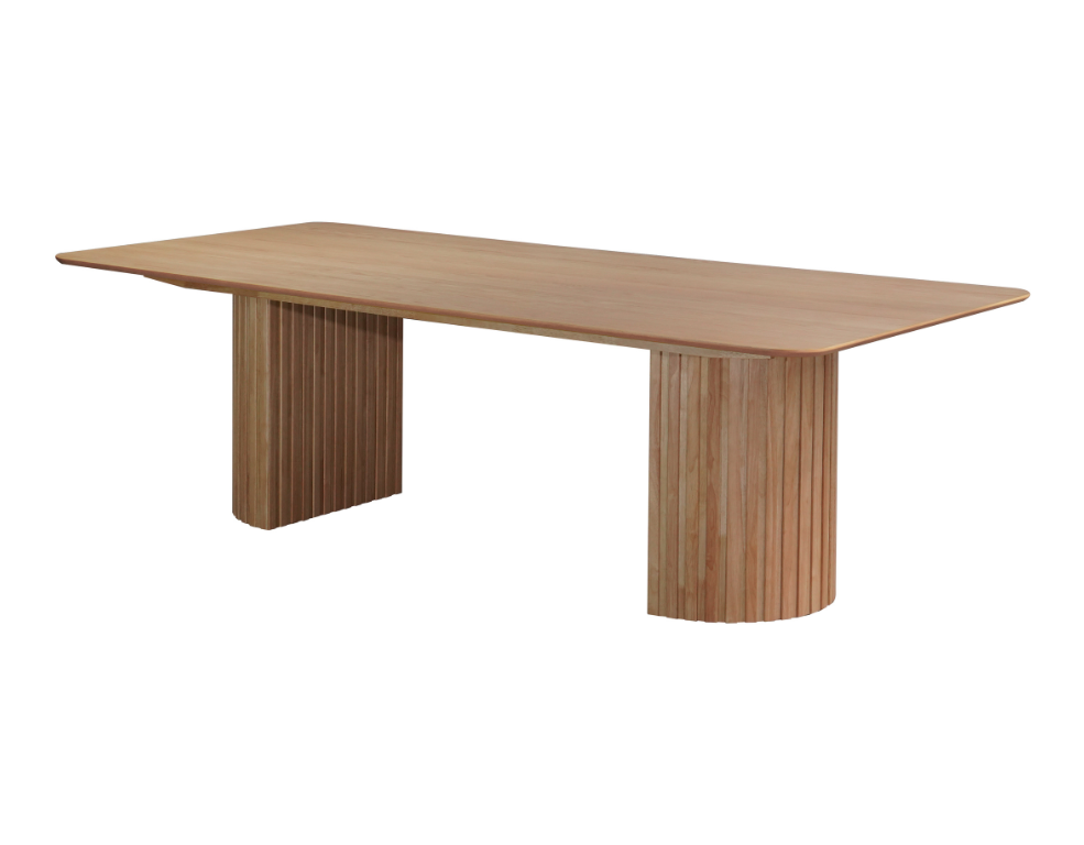 Selene Dining Table – Modern Design with Fluted Oak Pedestal - 